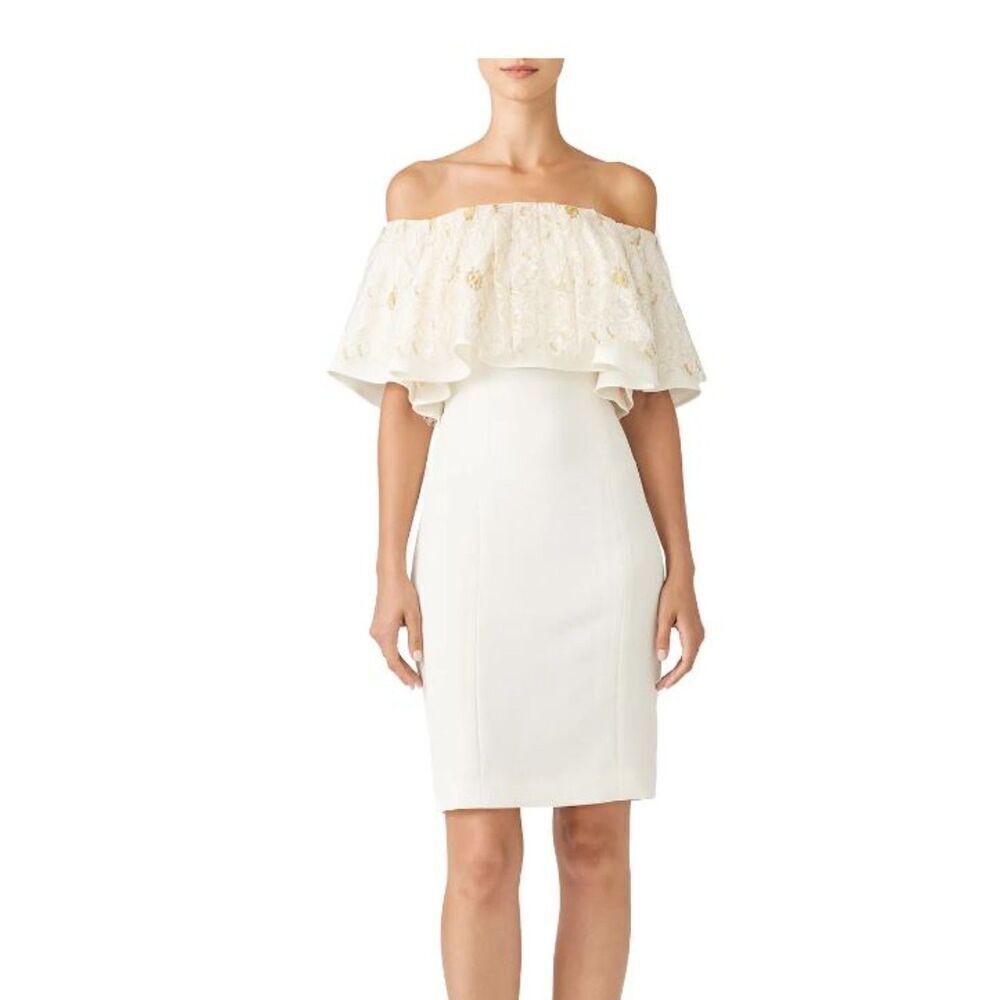 Slate & Willow Golden Iris Dress White With Gold Lacy Top Women's Size 6